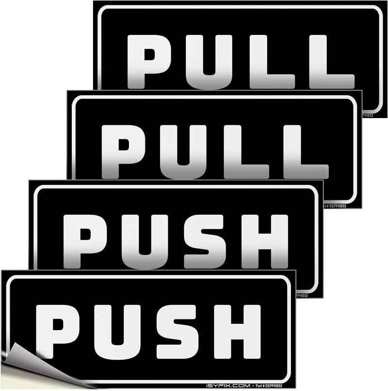 iSYFIX Push Pull Stickers Sign - 2 Pack 5x2 inch - Horizontal Decal Self-Adhesive, Black/White Vinyl Sticker for Doors in Business, Stores, Cafes, Shops & More. Indoor and Outdoor use. - Image 1